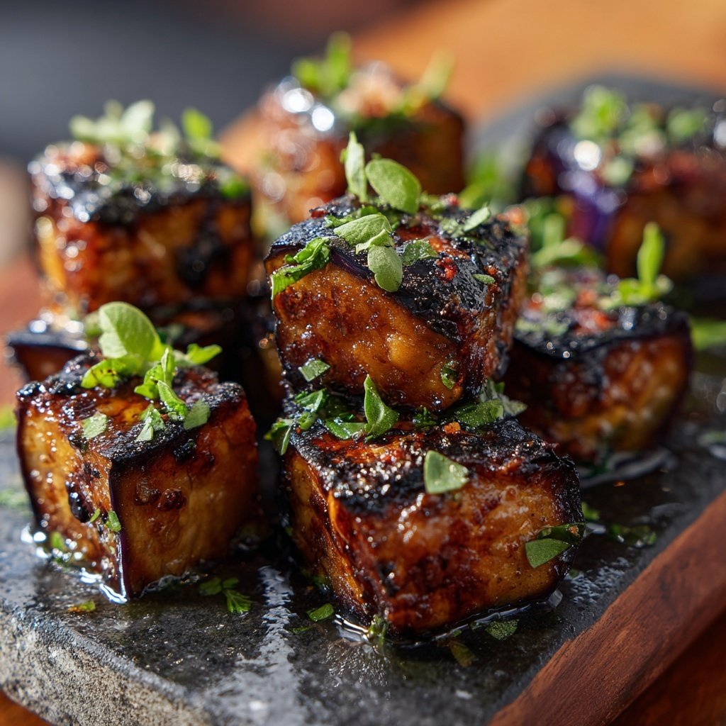 Gegrillte Auberginen Würfel