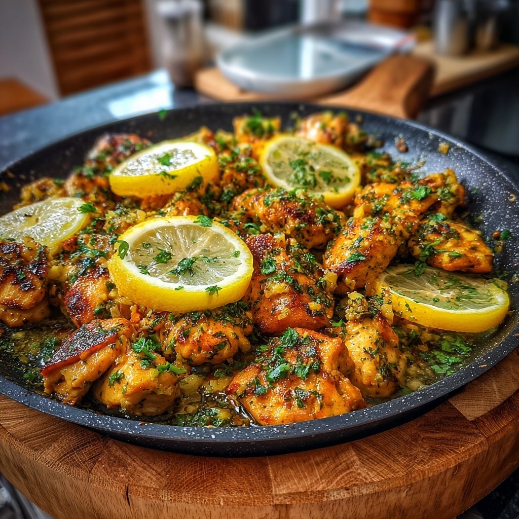 Kalorienarme Hähnchenpfanne Mit Zitronen Knoblauch Sauce